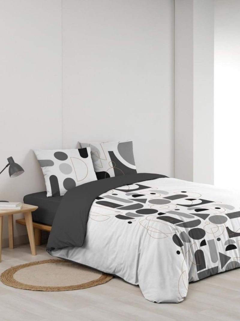 Housse de couette 240x220 + 2 taies CHILIPOP 100% coton Noir - Kiabi
