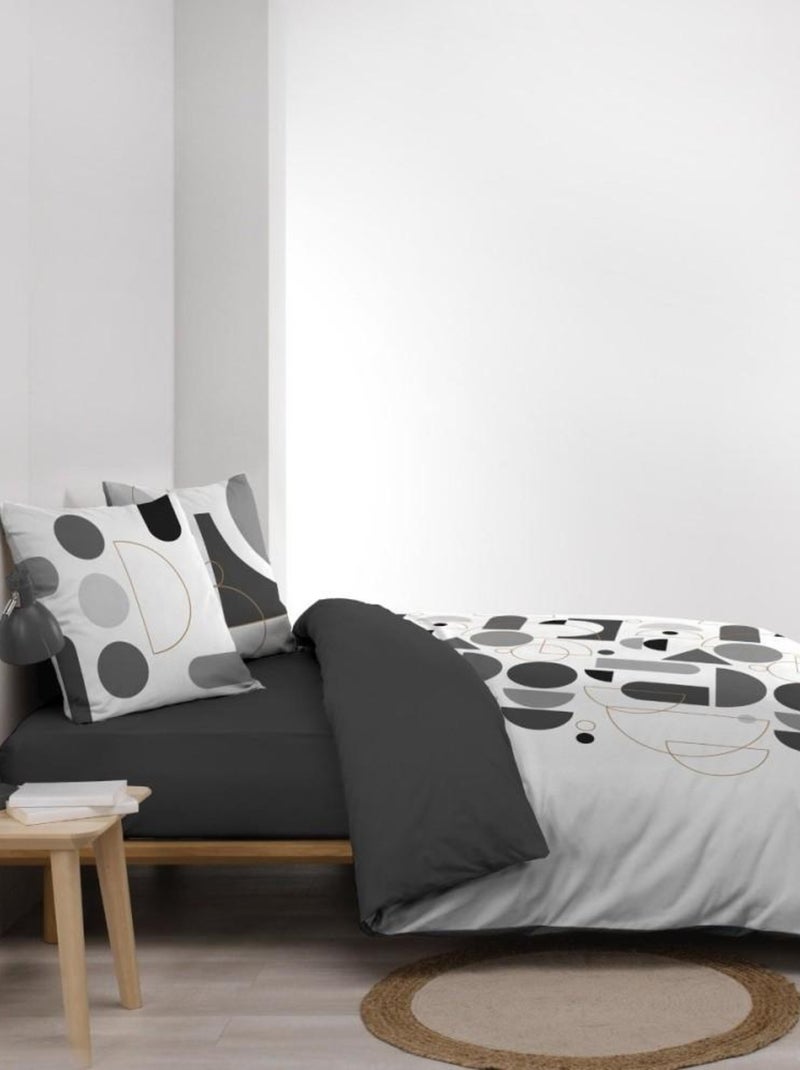 Housse de couette 240x220 + 2 taies CHILIPOP 100% coton Noir - Kiabi