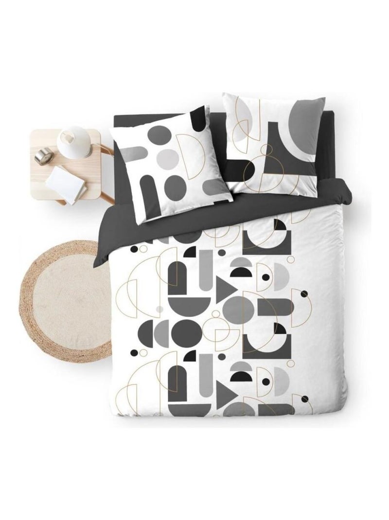 Housse de couette 240x220 + 2 taies CHILIPOP 100% coton Noir - Kiabi