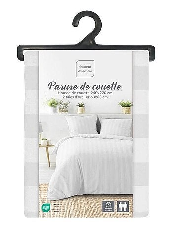Housse de couette 240x220 + 2 taies Cléo Blanc microfibre