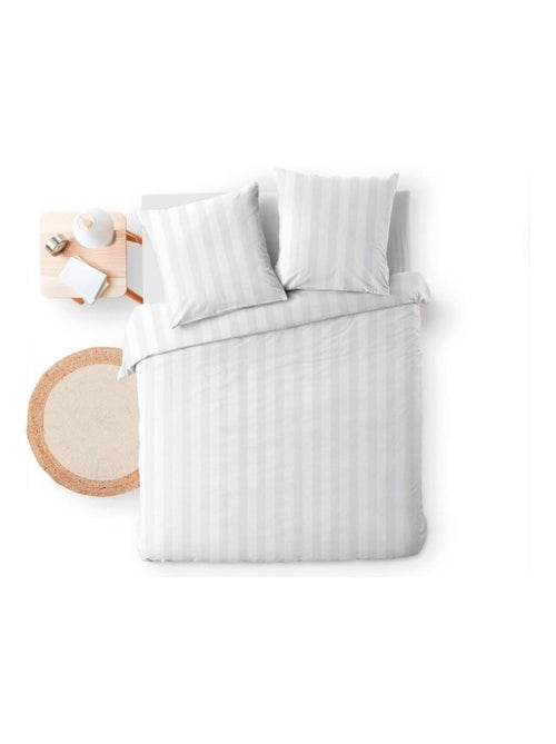 Housse de couette 240x220 + 2 taies Cléo Blanc microfibre - Kiabi