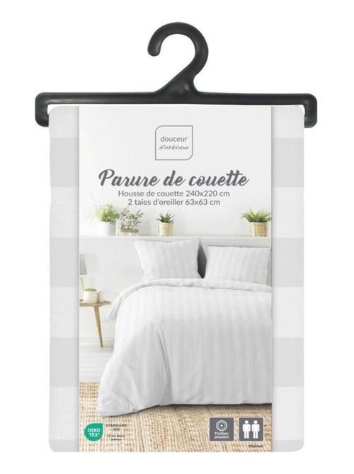 Housse de couette 240x220 + 2 taies Cléo Blanc microfibre - Kiabi
