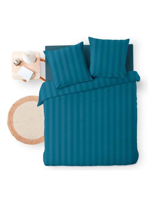 Housse de couette 240x220 + 2 taies Cléo bleu - Kiabi Housse de couette 240x220 + 2 taies Cléo bleu - Kiabi