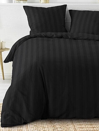 Housse de couette 240x220 + 2 taies Cléo noir uni microfibre