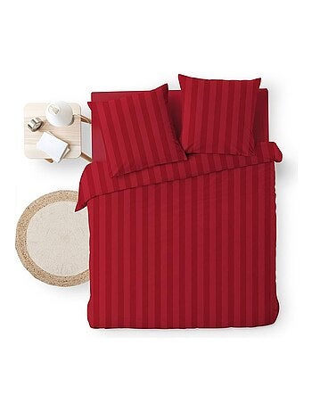 Housse de couette 240x220 + 2 taies Cléo rouge uni microfibre