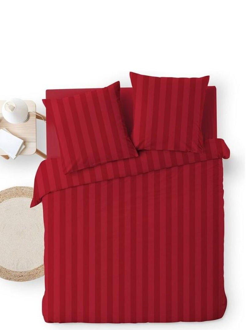 Housse de couette 240x220 + 2 taies Cléo rouge uni microfibre Rouge - Kiabi
