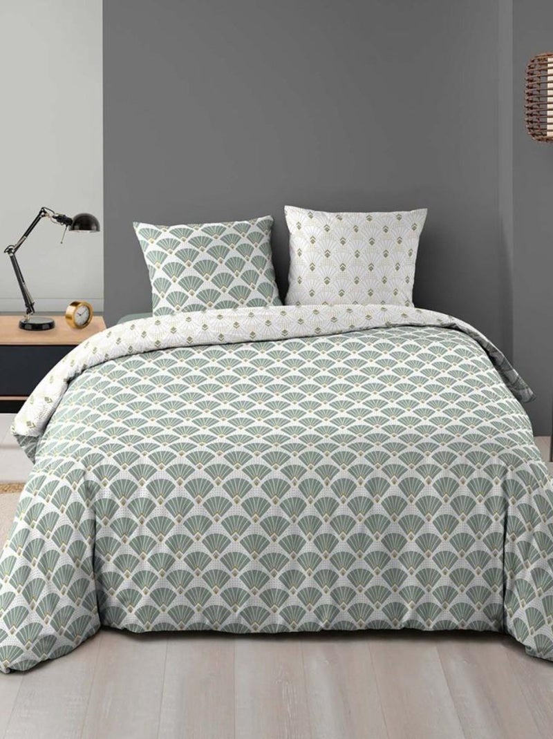 Housse de couette 240x220 + 2 taies Diane microfibre Vert - Kiabi