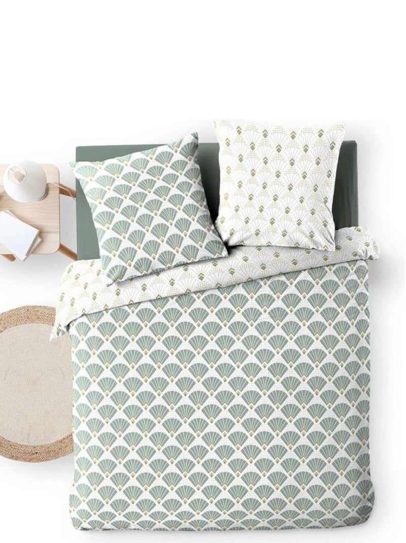 Housse de couette 240x220 + 2 taies Diane microfibre Vert - Kiabi