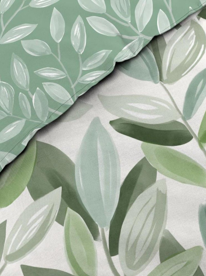 Housse de couette 240x220 + 2 taies ELEONORE 100% coton Vert - Kiabi