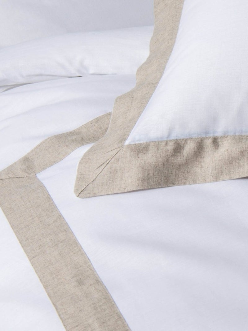 Housse de couette 240x220 + 2 taies empiècement lin Blanc - Kiabi