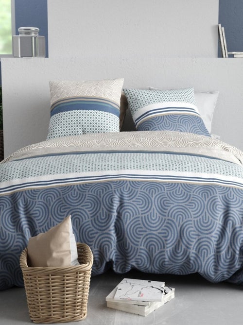 Housse de couette 240x220 + 2 taies en coton 57 fils - Kiabi Housse de couette 240x220 + 2 taies en coton 57 fils - Kiabi