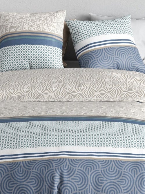 Housse de couette 240x220 + 2 taies en coton 57 fils - Kiabi Housse de couette 240x220 + 2 taies en coton 57 fils - Kiabi