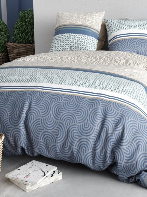 Housse de couette 240x220 + 2 taies en coton 57 fils - Kiabi Housse de couette 240x220 + 2 taies en coton 57 fils - Kiabi