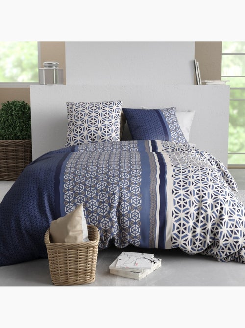 Housse de couette 240x220 + 2 taies en coton 57 fils - Kiabi Housse de couette 240x220 + 2 taies en coton 57 fils - Kiabi