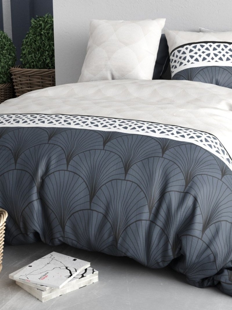 Housse de couette 240x220 + 2 taies en coton 57 fils Gris - Kiabi