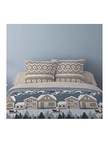 Housse de couette 240x220 + 2 taies flanelle 100% coton