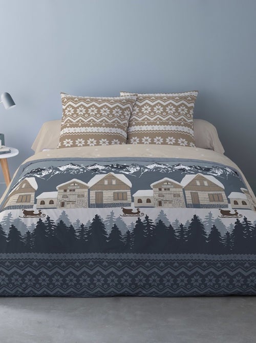 Housse de couette 240x220 + 2 taies flanelle 100% coton - Kiabi Housse de couette 240x220 + 2 taies flanelle 100% coton - Kiabi