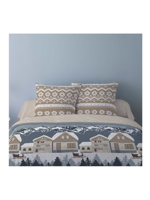 Housse de couette 240x220 + 2 taies flanelle 100% coton - Kiabi Housse de couette 240x220 + 2 taies flanelle 100% coton - Kiabi