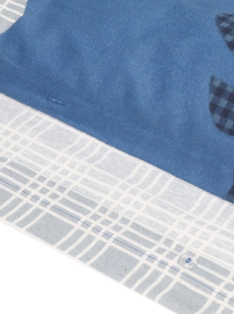 Housse de couette 240x220 + 2 taies flanelle 100% coton Bleu - Kiabi