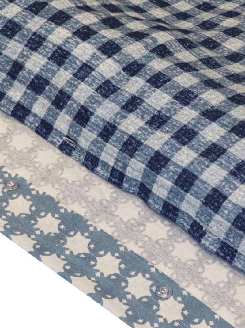 Housse de couette 240x220 + 2 taies flanelle 100% coton Bleu - Kiabi