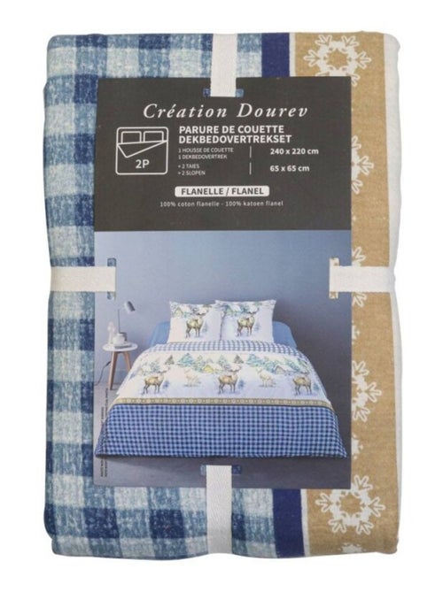 Housse de couette 240x220 + 2 taies flanelle 100% coton - Kiabi