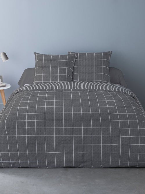 Housse de couette 240x220 + 2 taies flanelle 100% coton - Kiabi