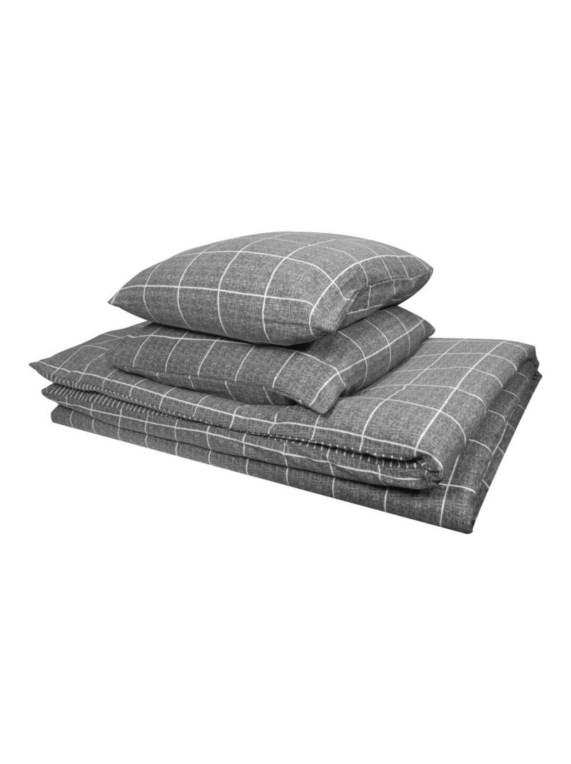 Housse de couette 240x220 + 2 taies flanelle 100% coton Gris - Kiabi