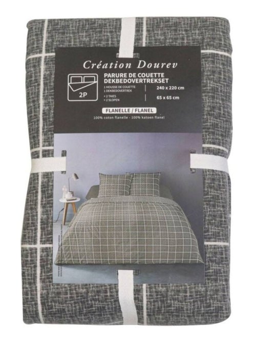 Housse de couette 240x220 + 2 taies flanelle 100% coton - Kiabi