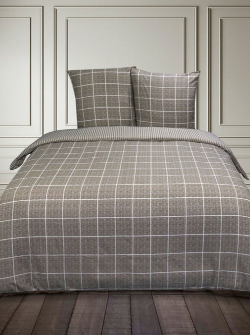 Housse de couette 240x220 + 2 taies flanelle 100% coton - Kiabi