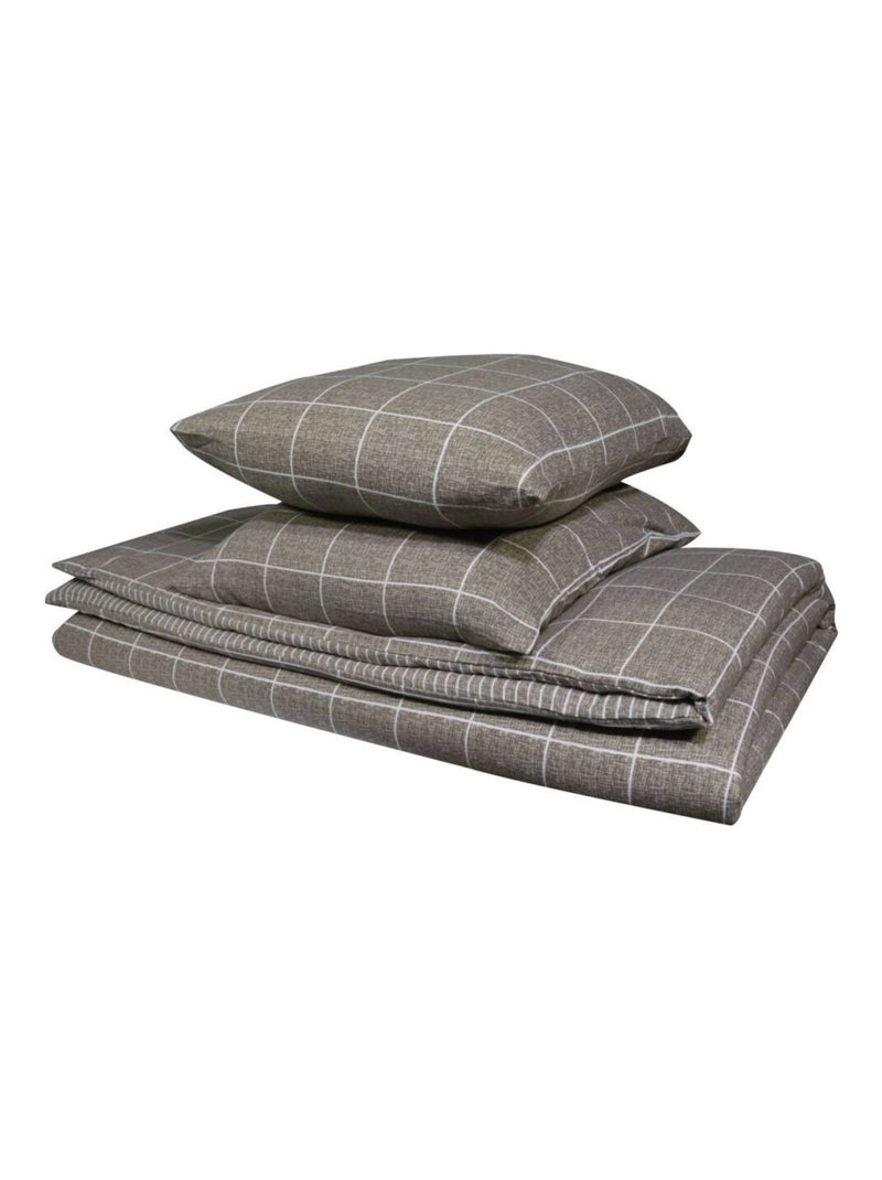 Housse de couette 240x220 + 2 taies flanelle 100% coton Gris - Kiabi