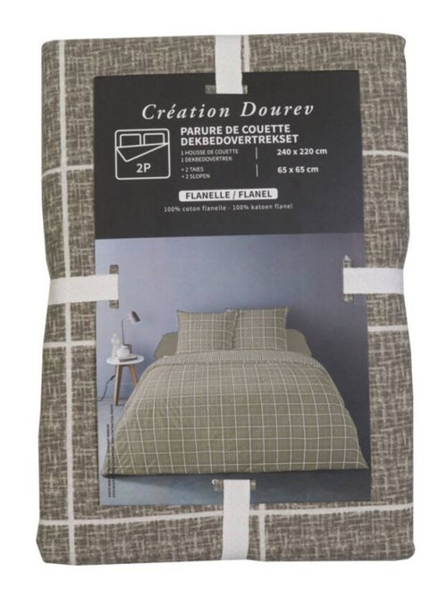 Housse de couette 240x220 + 2 taies flanelle 100% coton - Kiabi