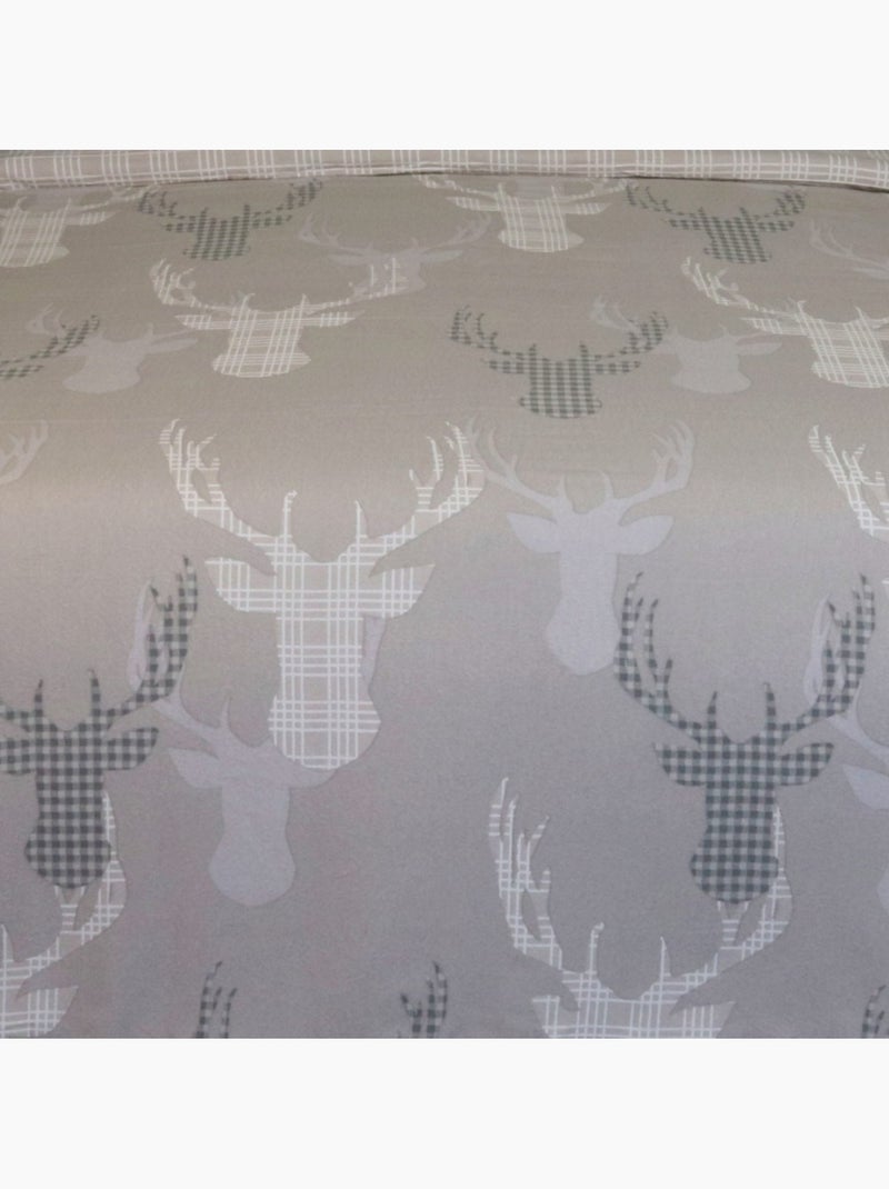 Housse de couette 240x220 + 2 taies flanelle 100% coton Gris - Kiabi