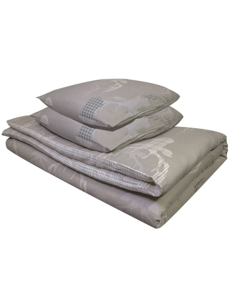 Housse de couette 240x220 + 2 taies flanelle 100% coton Gris - Kiabi
