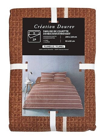 Housse de couette 240x220 + 2 taies flanelle 100% coton