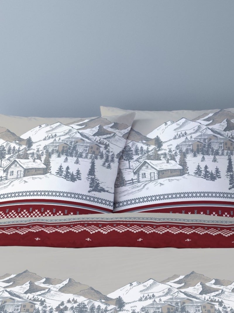 Housse de couette 240x220 + 2 taies flanelle 100% coton Rouge - Kiabi