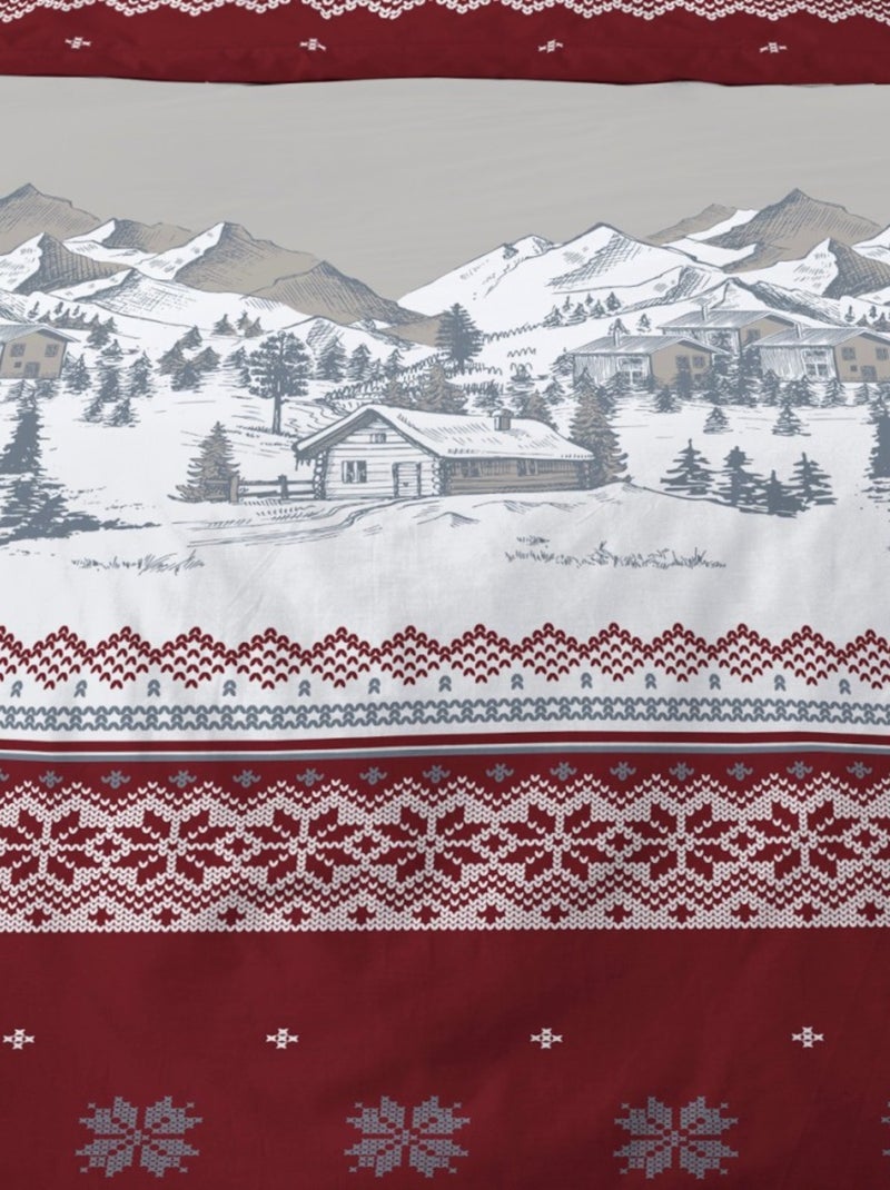Housse de couette 240x220 + 2 taies flanelle 100% coton Rouge - Kiabi