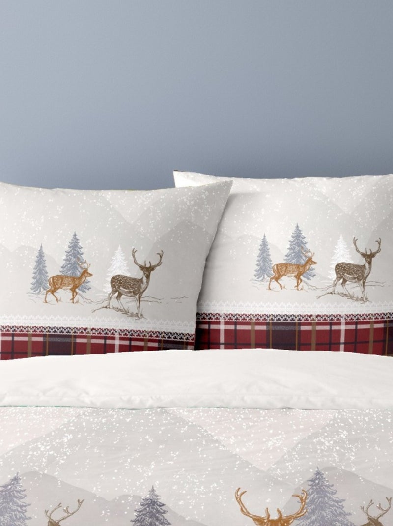 Housse de couette 240x220 + 2 taies flanelle 100% coton Rouge - Kiabi