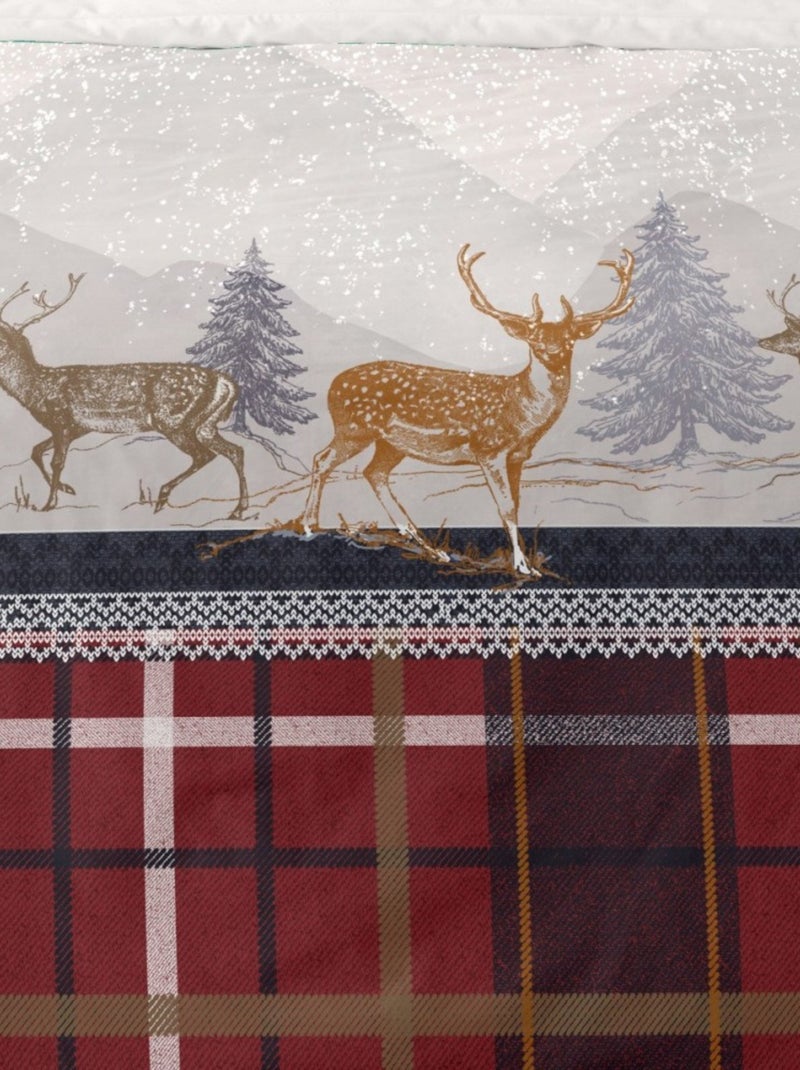 Housse de couette 240x220 + 2 taies flanelle 100% coton Rouge - Kiabi