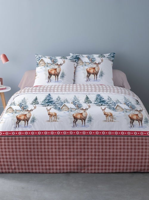 Housse de couette 240x220 + 2 taies flanelle 100% coton - Kiabi