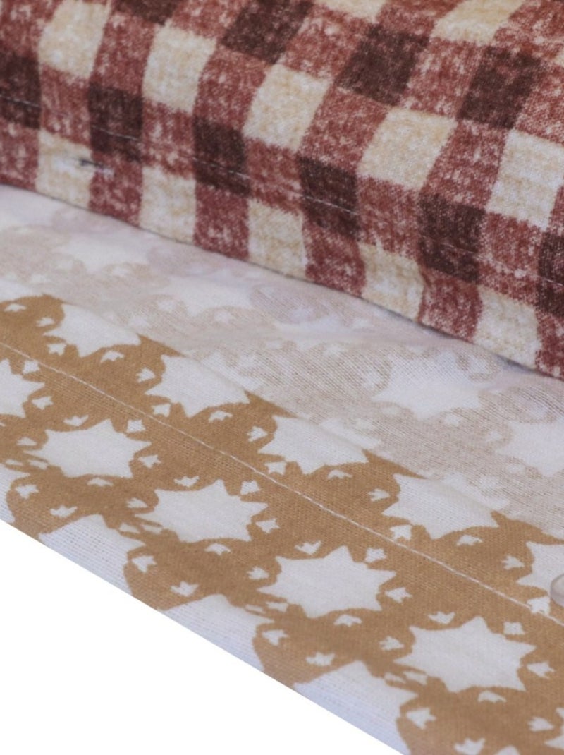 Housse de couette 240x220 + 2 taies flanelle 100% coton Rouge - Kiabi