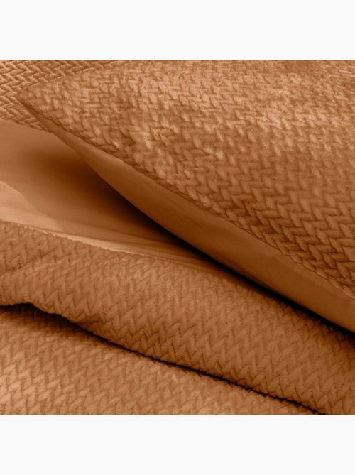 Housse de couette 240x220 + 2 taies flanelle coloris camel - Kiabi Housse de couette 240x220 + 2 taies flanelle coloris camel - Kiabi