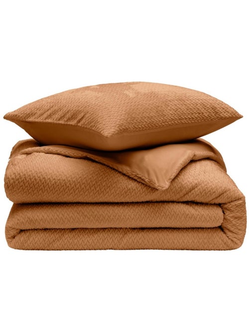 Housse de couette 240x220 + 2 taies flanelle coloris camel - Kiabi Housse de couette 240x220 + 2 taies flanelle coloris camel - Kiabi
