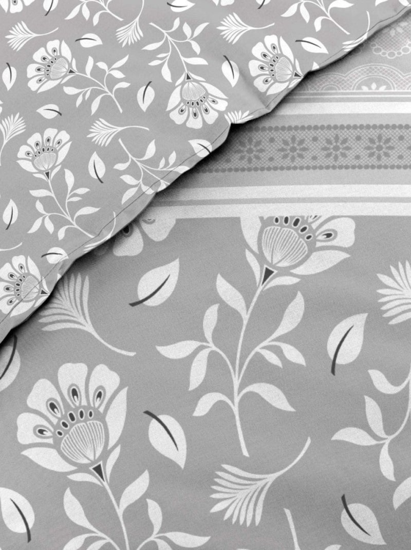Housse de couette 240x220 + 2 taies FLAVIE 100% coton 57 fils Gris - Kiabi