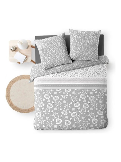 Housse de couette 240x220 + 2 taies FLAVIE 100% coton 57 fils - Kiabi