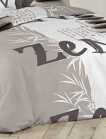 Housse de couette 240x220 + 2 taies Galets Zen coton 42 fils