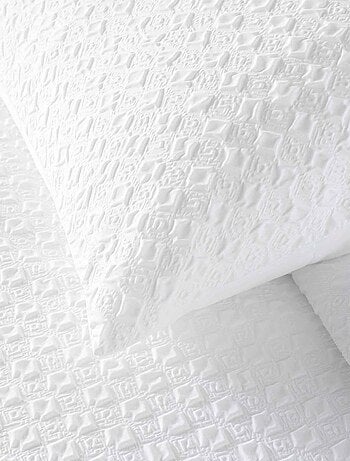 Housse de couette 240x220 + 2 taies gaufrées blanche