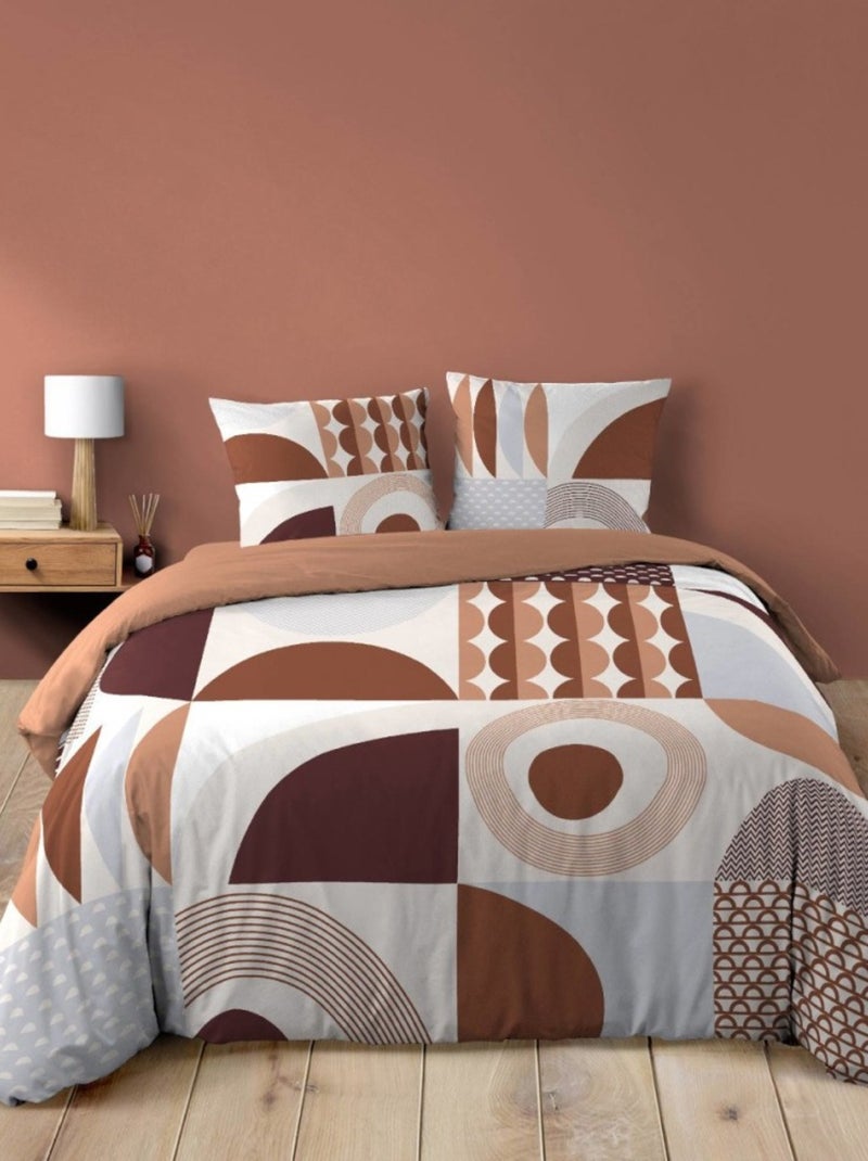 Housse de couette 240x220 + 2 taies GEMMA 100% coton Orange - Kiabi