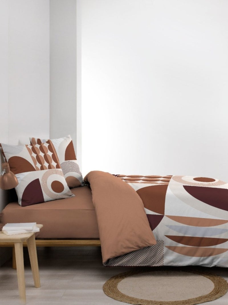 Housse de couette 240x220 + 2 taies GEMMA 100% coton Orange - Kiabi
