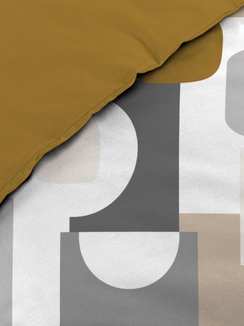 Housse de couette 240x220 + 2 taies GEOMELO ocre Multicolore - Kiabi