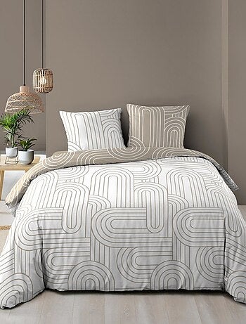 Housse de couette 240x220 + 2 taies GEOMETRIQUE 100% coton 57fils